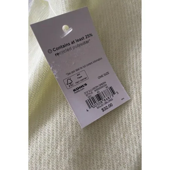 SONOMA GOODS FOR LIFE Ribbed Beanie Hat & Oblong Scarf Set Illusion Green Yellow - Picture 2 of 4